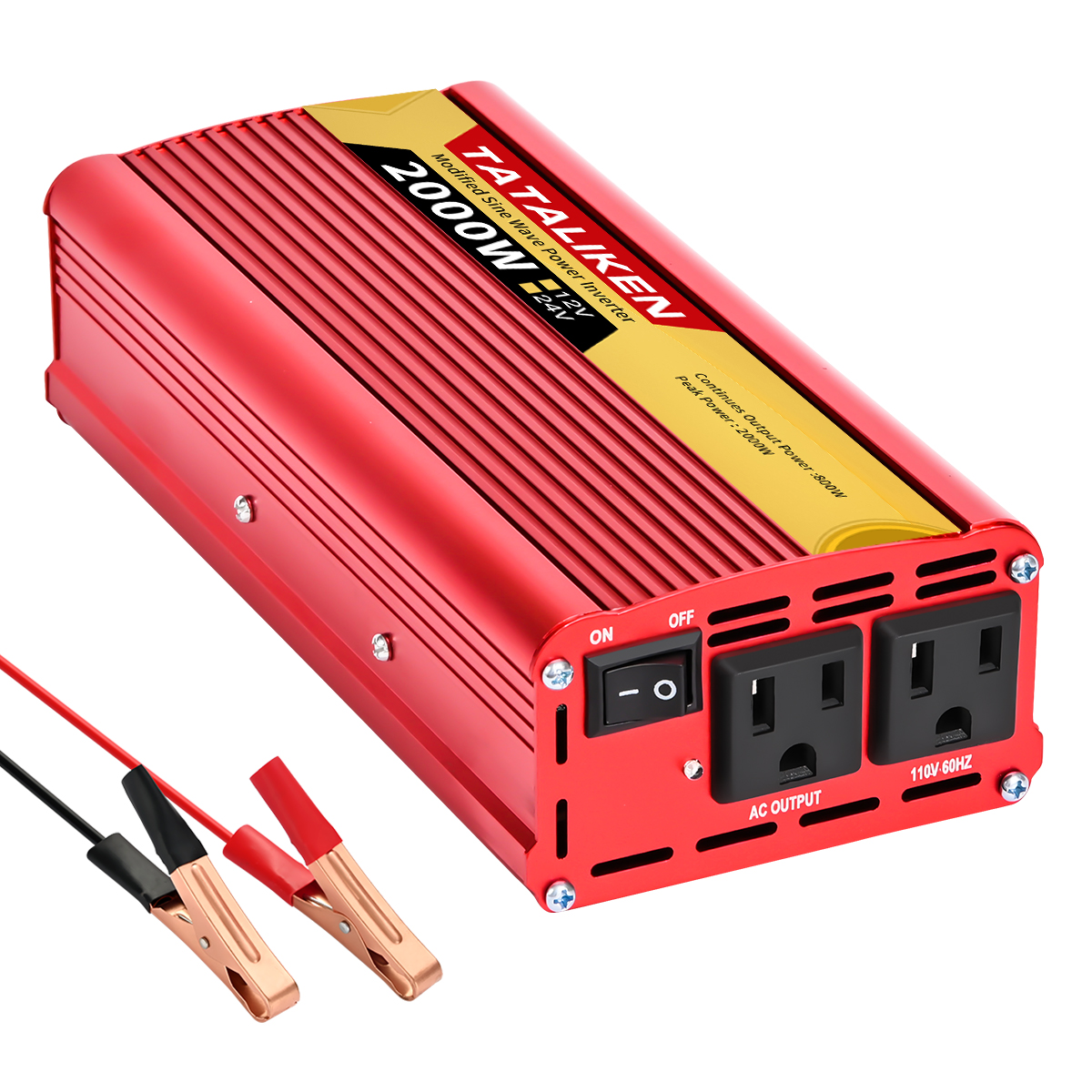 Inverter 12v, 24V 600W 1500W 2000W 2500W, portable vehicle-mounted household converter, universal socket, auto accessories: GRAY