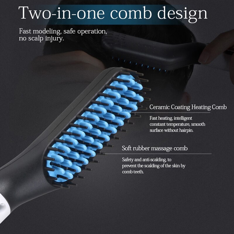 Hommes barbe lisseur barbe redressage peigne enchevêtrement cheveux brosse barbe et défriser les cheveux outils de coiffure