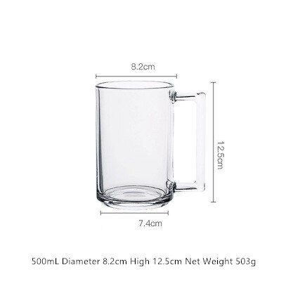 Transparent glasmugg förtjockad värmebeständig härdat glasmugg hemmakontor tekopp mikrovågsuppvärmd mjölkkopp ölglas: 05 stil 500ml