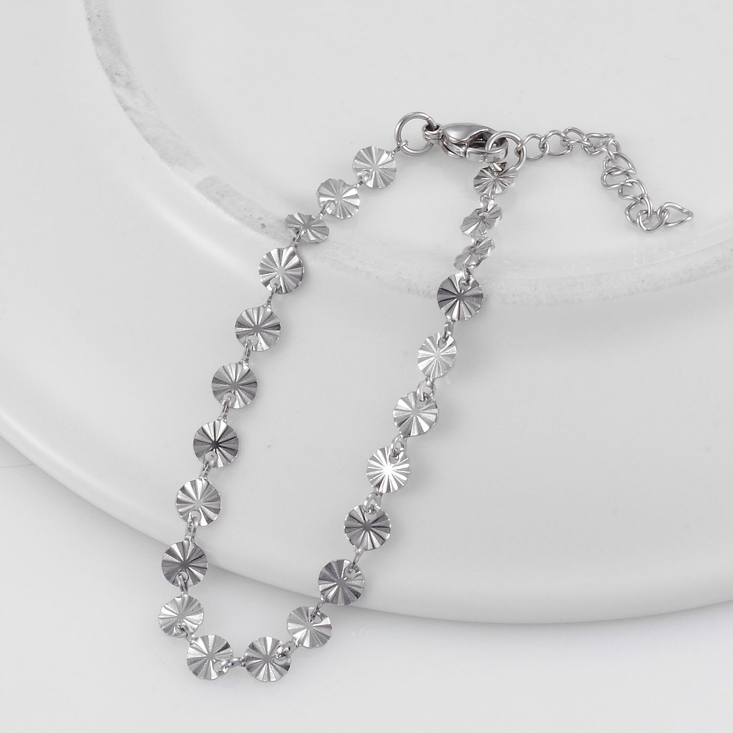 Bracciale tondo in oro a catena fatto a mano in acciaio inossidabile gioielli da uomo e da donna di alta qualità: 22CM / Silver