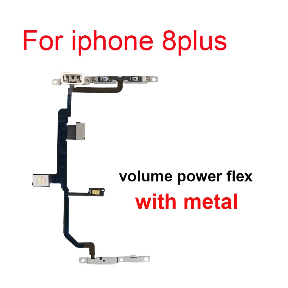 1 stk power flex med metalholder til iphone 5 5s 6 6s 7 8 plus mute switch strømstyrkeknap flex kabel: For 8p strømvolumen