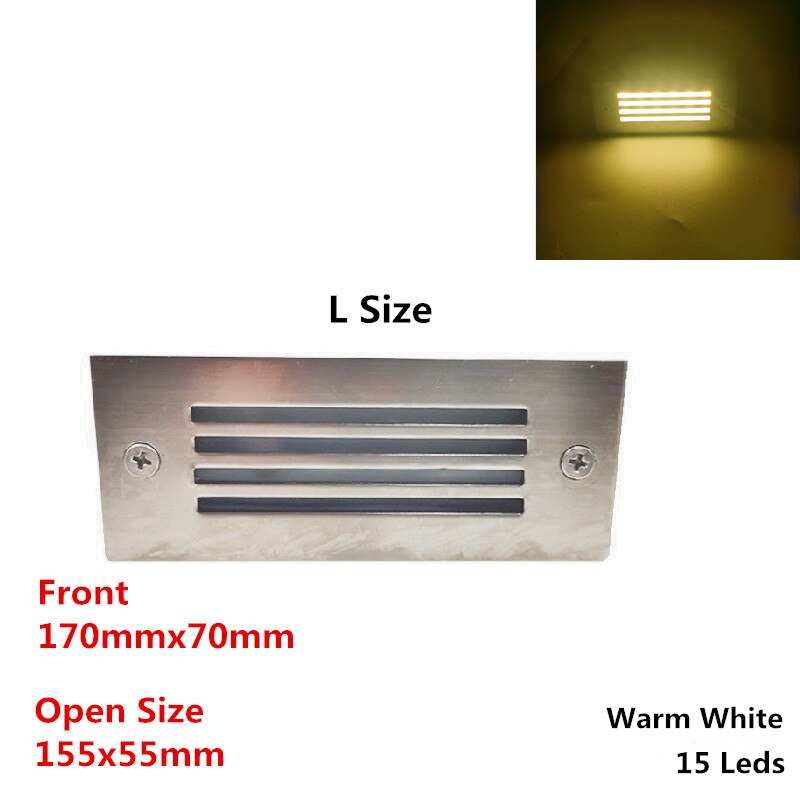 Ip65 underjordisk lys 12 led 15 led trappelys trinlys indbygget begravet lampe indendørs udendørs trappetrin 85-265v: Linje l varmhvid