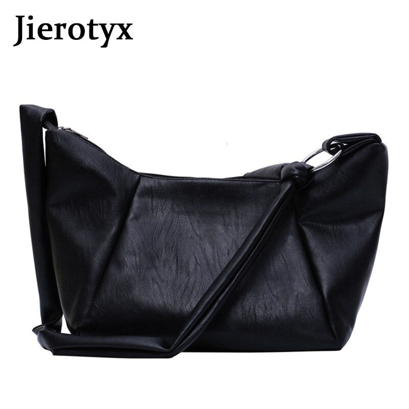 JIEROTYX Casual Taschen Frauen Persönlichkeit Weiche Leder Damen Einzel Schulter Messenger Taschen Schwarz Bolsa Feminina Mädchen