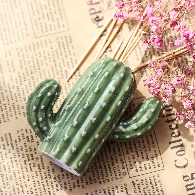 WHYOU – boîte à cure-dents en céramique, Cactus, porte-cure-dents, coton-tige, plat stockage de bonbons, fournitures de cuisine de Restaurant à domicile, décoration de bureau
