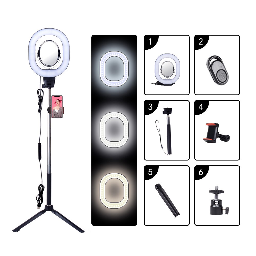 Yizhestudio 3500-5500k fotografia możliwość przyciemniania doprowadziło Selfie lampa pierścieniowa z uchwytem telefonu wtyczka USB statyw bezstopniowa lampa leddo smartfona: X statyw
