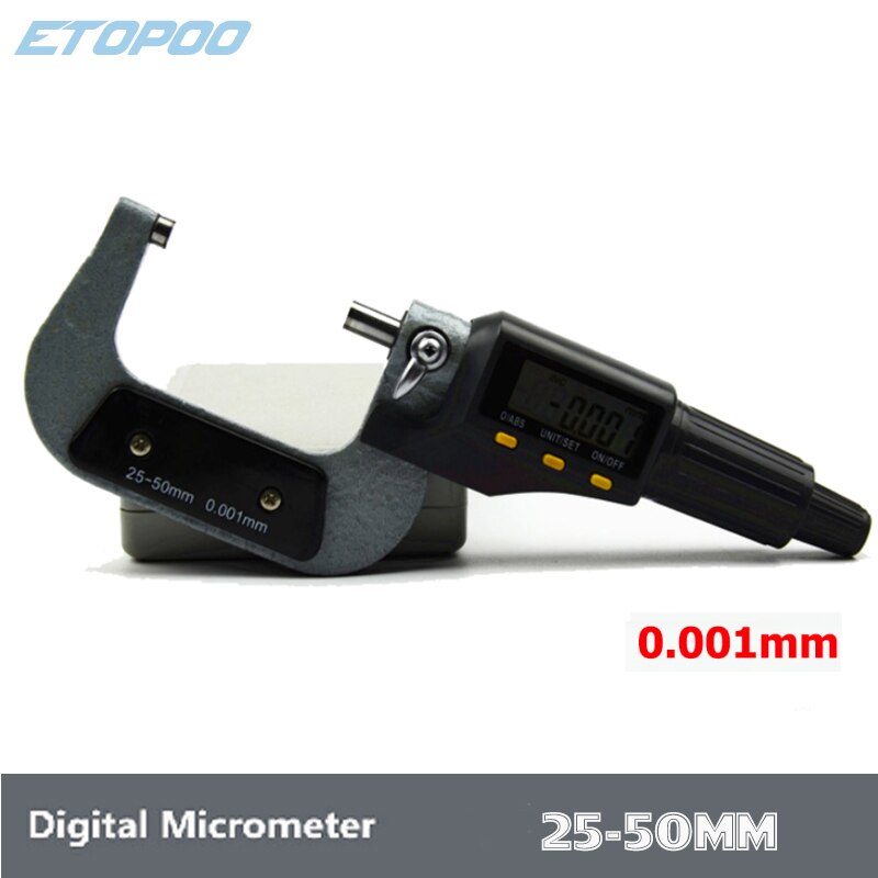 0.001mm Digital Outside Micrometer 0-25mm 25-50mm 50-75mm 75-100mm Electronic Micrometer Caliper Gauge Meter Micrometer Carbide: digital A  25-50