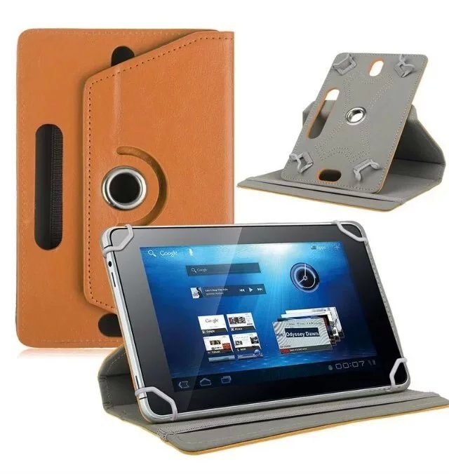 For Medion LifeTab S9714 10 inch/E10315 E10311 10.1 inch Universal Tablet PU Leather Cover Case 360 Degree Rotating Free Pen: Orange