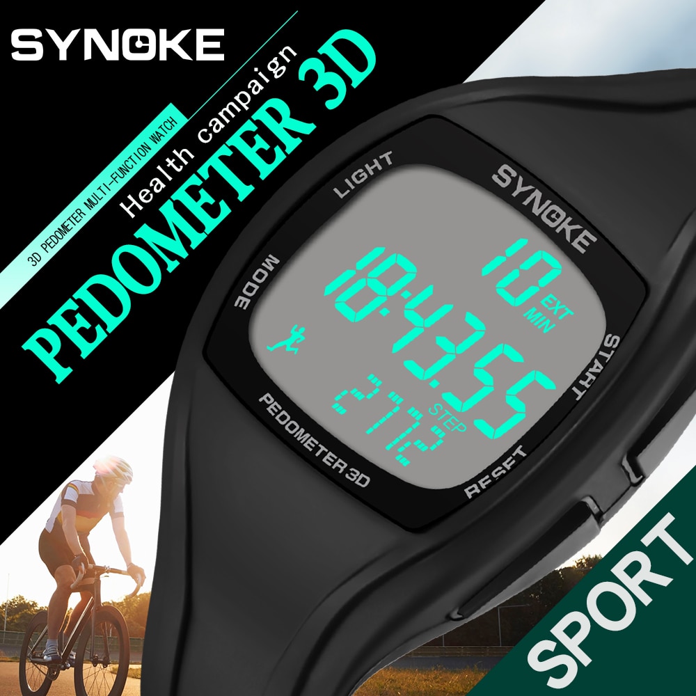 Synoke 9105 sportsur mænd skridttæller 50m vandtæt multifunktionelt digitalt armbåndsur pu rem led herre elektronisk ur herre