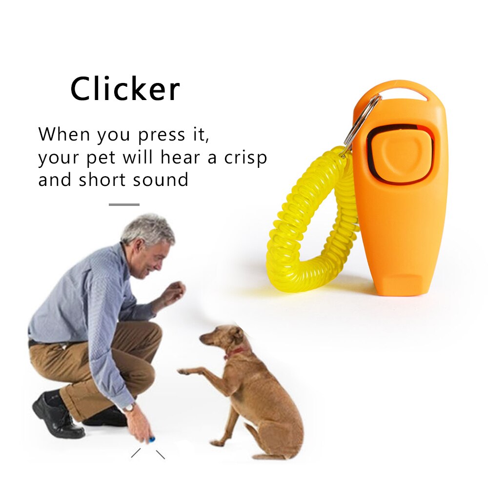 Dog Clicker Toys Pet Training Clicker Obedience Dog Cat Training Trainer 2 in 1 Whistle Pet Training Tools Key Ring
