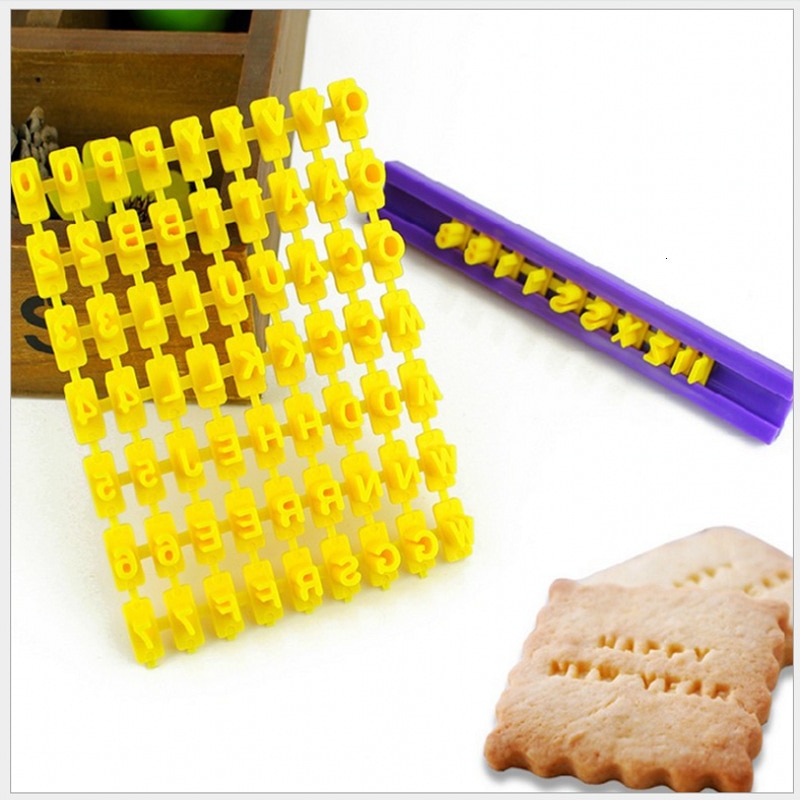 Alfabet brev nummer kageform cookies kiks stempel prægemaskine cutter fondant skimmel køkken tilbehør