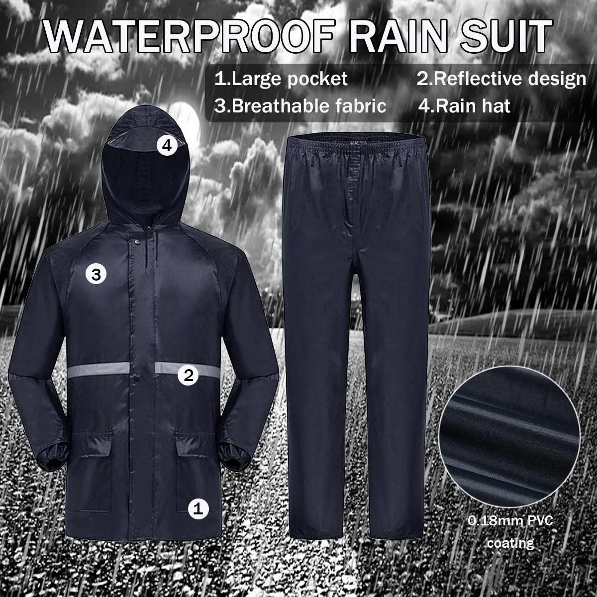 Regenjas Regenbroek Pak Waterdicht Motorfiets Regen Jas Poncho Grote Maat Fishing Pak Regenkleding Man En Vrouw