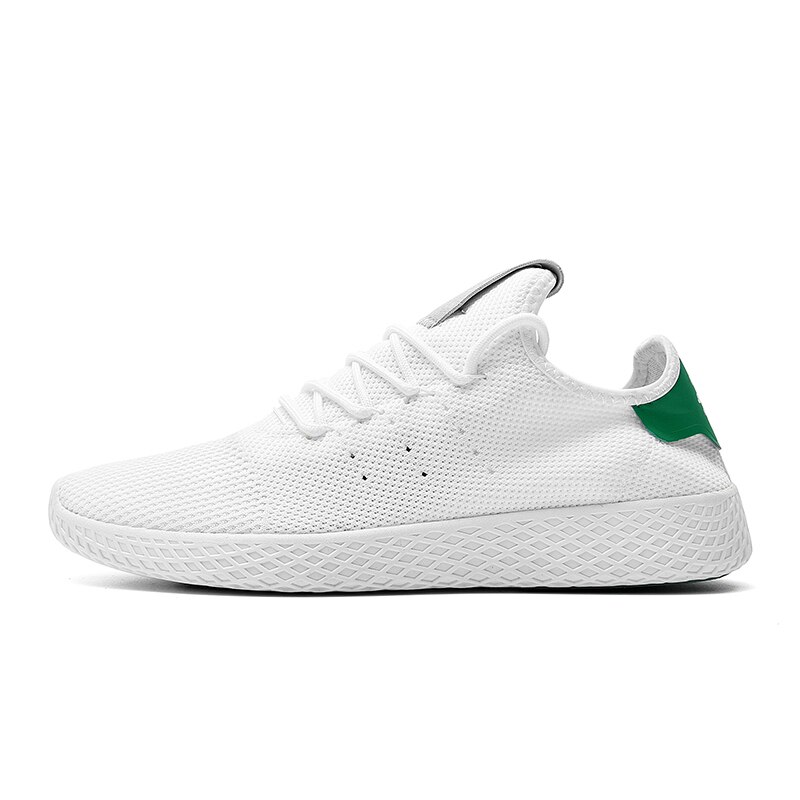 Män andas ljus enfärgade tennisskor utomhussport zapatos tenis hombre bekväma mesh sneakers joggingskor: Vitgrön / 39