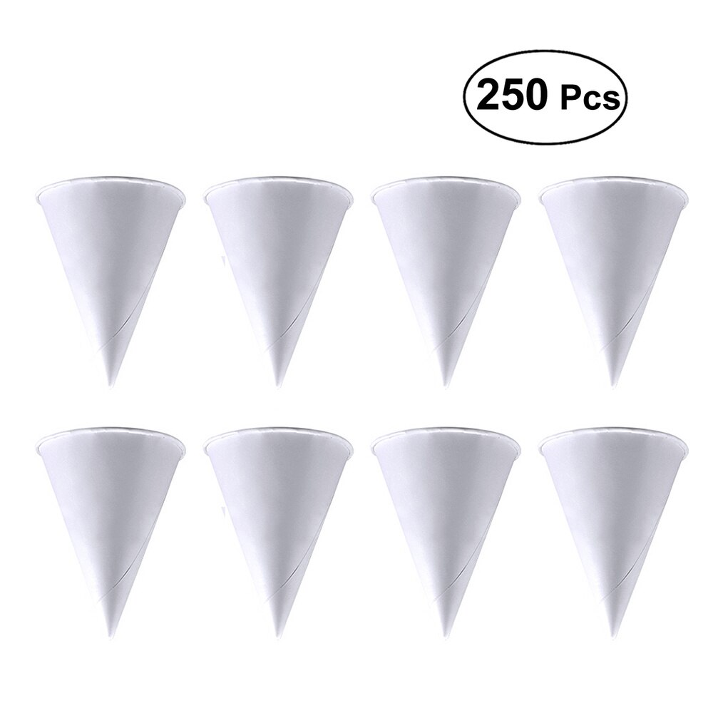 250PCS 3.7oz Disposable Cone Water Cups Paper Funnel Cups Snow Cone Cups - White