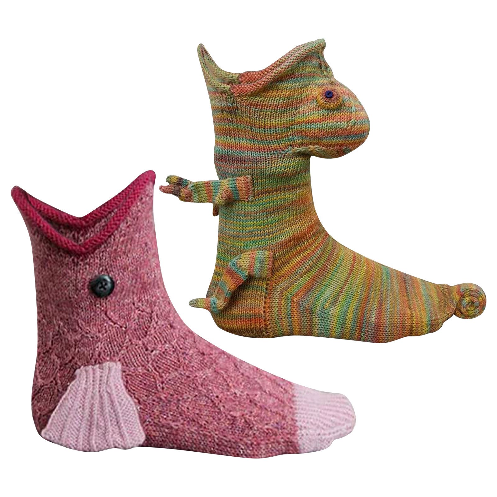 Christmas Knit Socks Keep Warm Winter Funky Animal Pattern Double Knitting Cuff Down Untraditional For Woman Man Socks: D