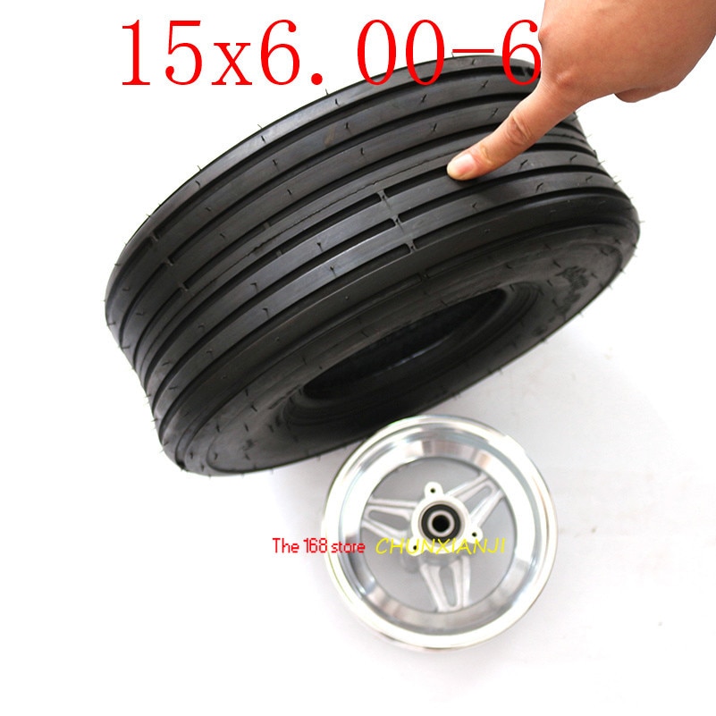 Size 15x6.00-6 Straight Rib Lawn & Garden Tire wheels 15X6-6 inch 168CC Karting Go Kart Motorcycle Wheel Rim With Tubeless Tyre
