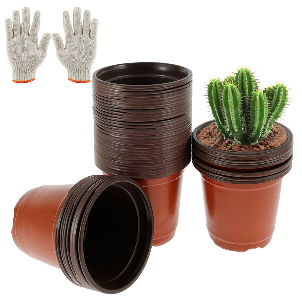 50pcs Plastic Grow Box Simple Thickened Seedling Basin Home Garden Plant Pot Nursery Tray Tools Transplant Flower Plant Pots