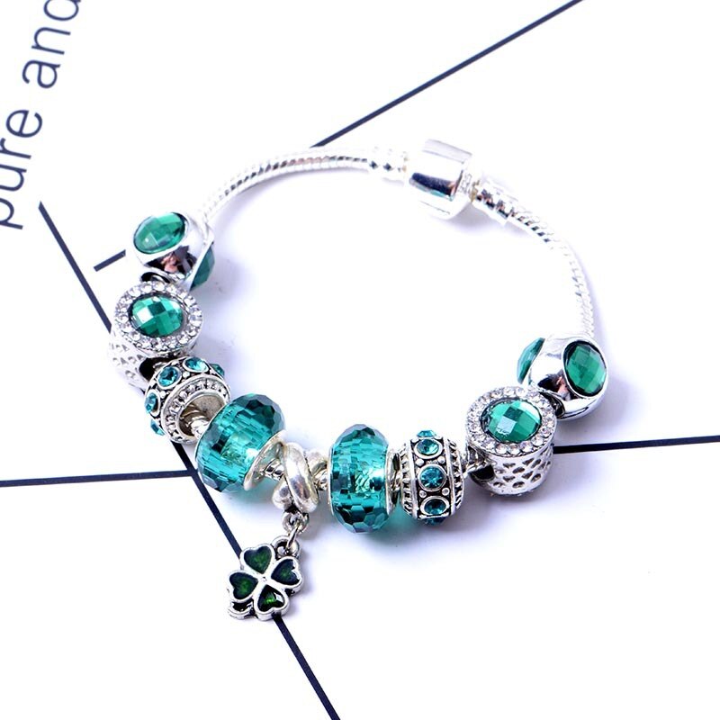 Charm armbånd kløver & glasperle smykker armbånd & armbånd berloque pulsera