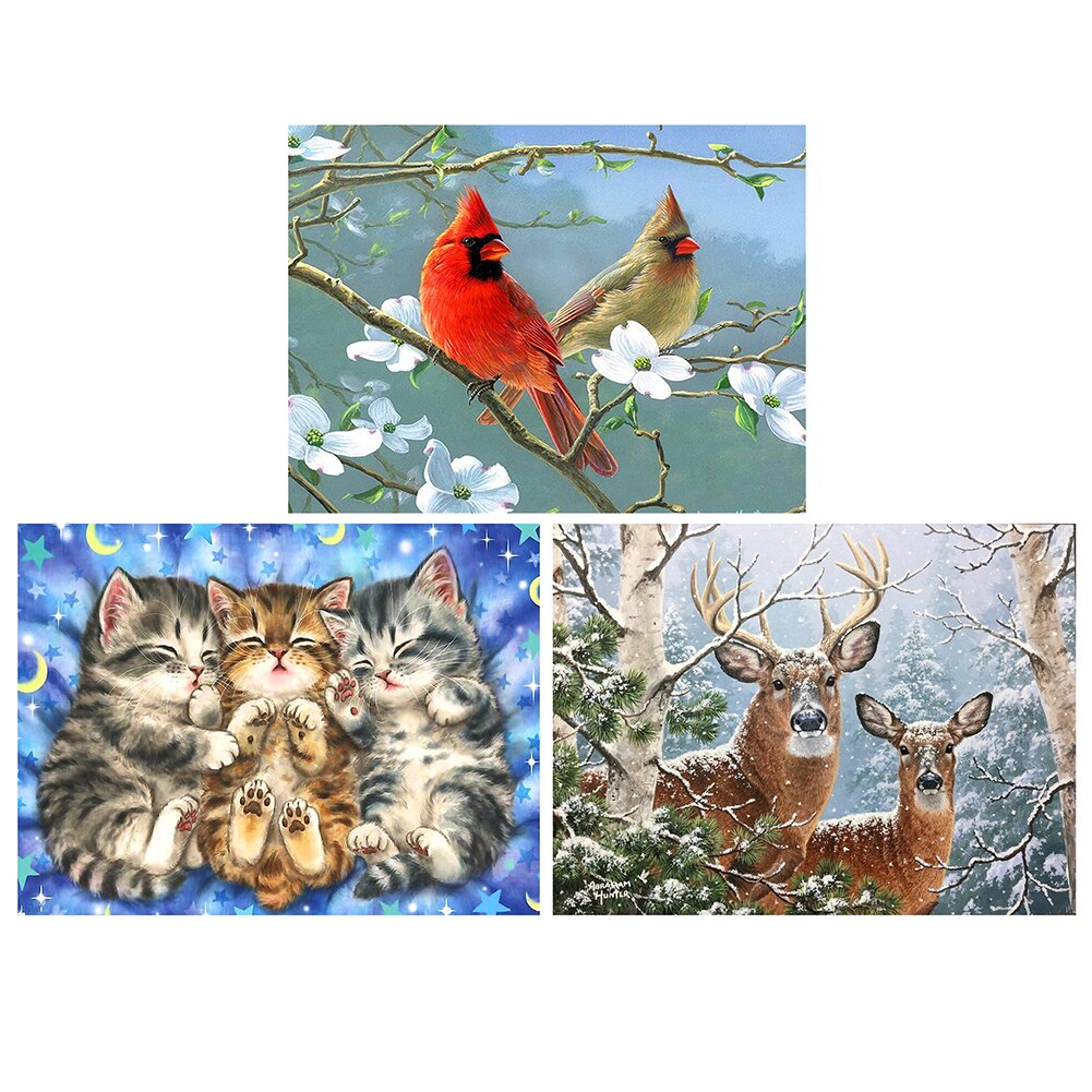 Cross Stitch Kits Animals Patterns Series Stamped Needlework Canvas 11CT Counted Handmade Kits with Manual Instruction