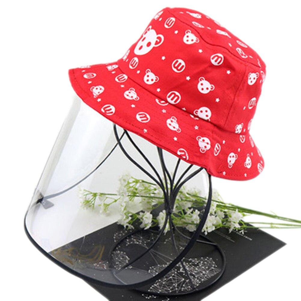 Kinderletters/cartoons, anti-spuug, anti-speeksel, anti-druppels, winddicht, volledig gezichtsmasker, outdoorveiligheid, beschermende hoeden, petten: Beer rood