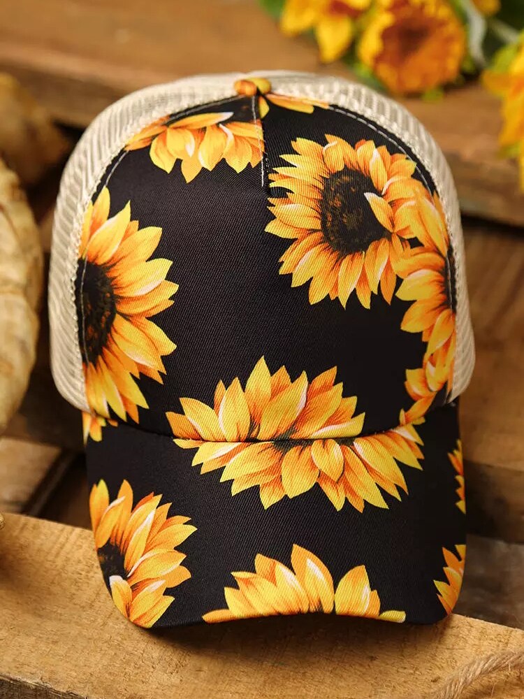 Berretto da Baseball con scollo incrociato incrociato in maglia di girasole cappellino da Baseball in maglia Casual cappelli Snapback regolabili