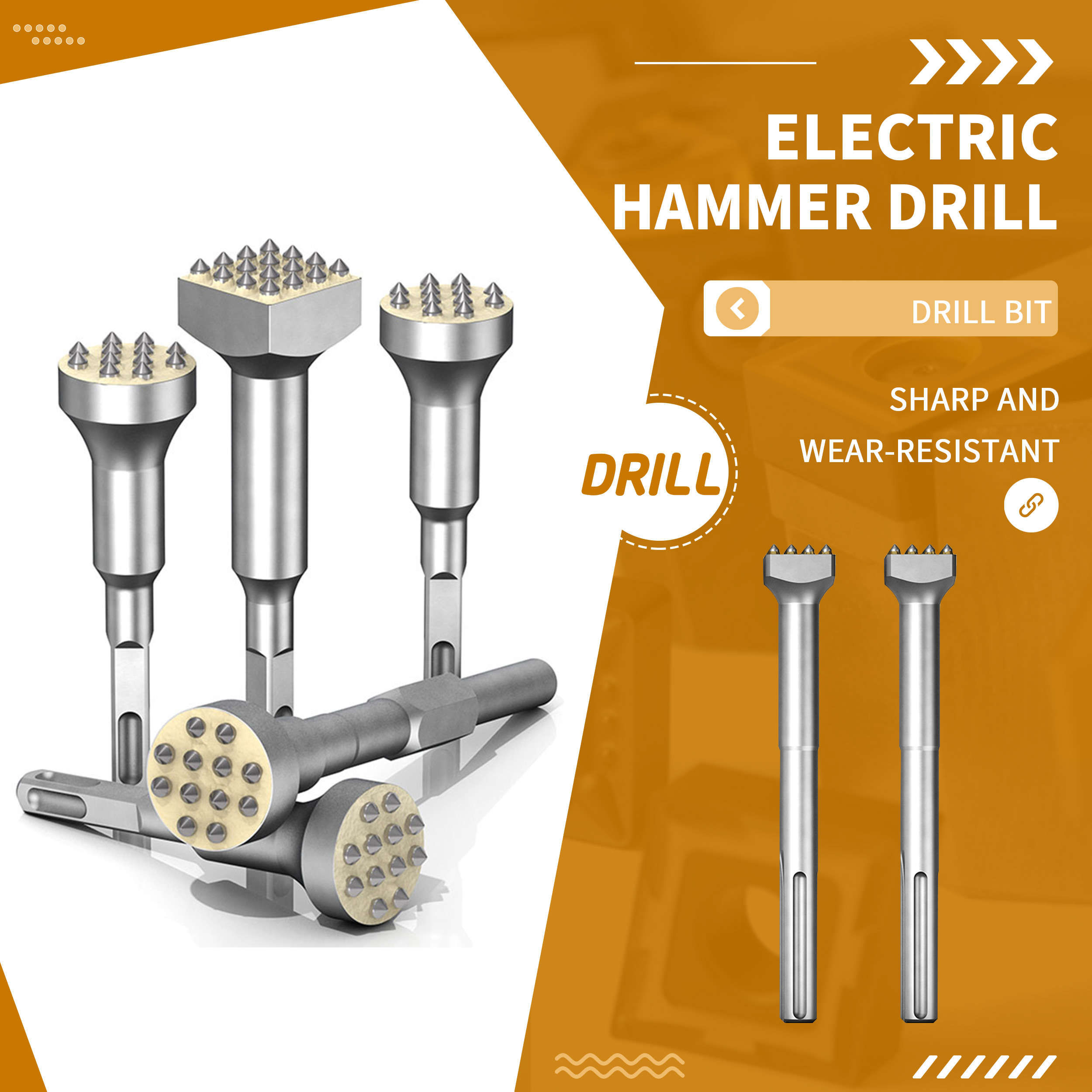 Flower Hammer Chisel Drill Bit Wall Concrete Cement Hit Lychee Surface Electric Pick Electric Hammer One Alloy Hair Hit Artifact