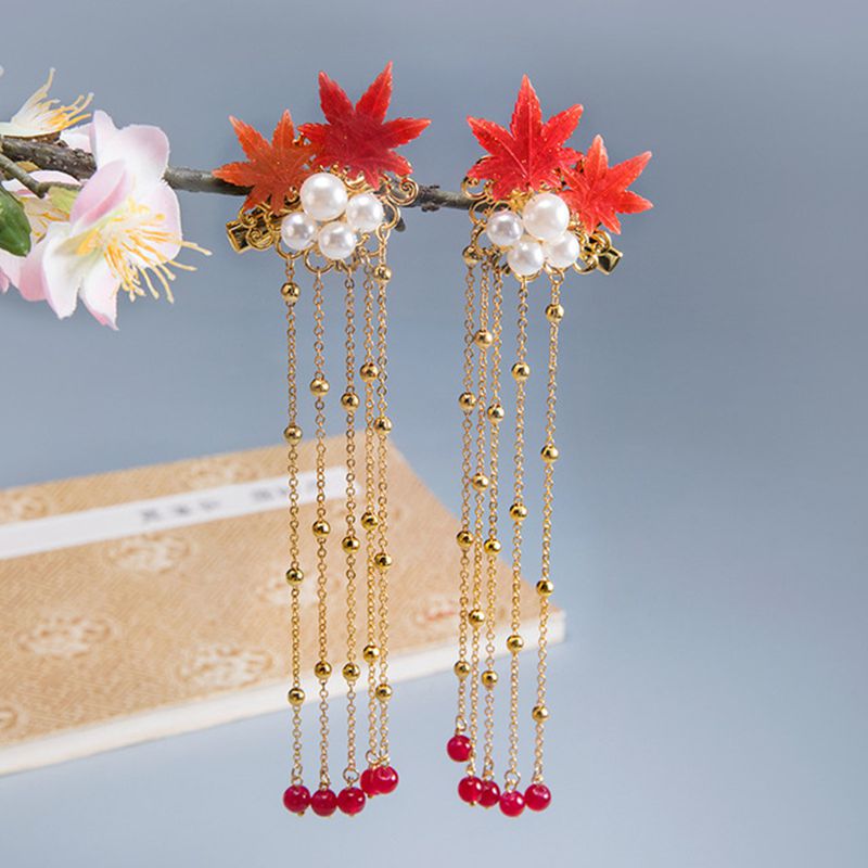 Chinesische haaraccessoires für damen, ahornblatt-haarnadeln, vintage hanfu-kopfschmuck , 1 paar: 1
