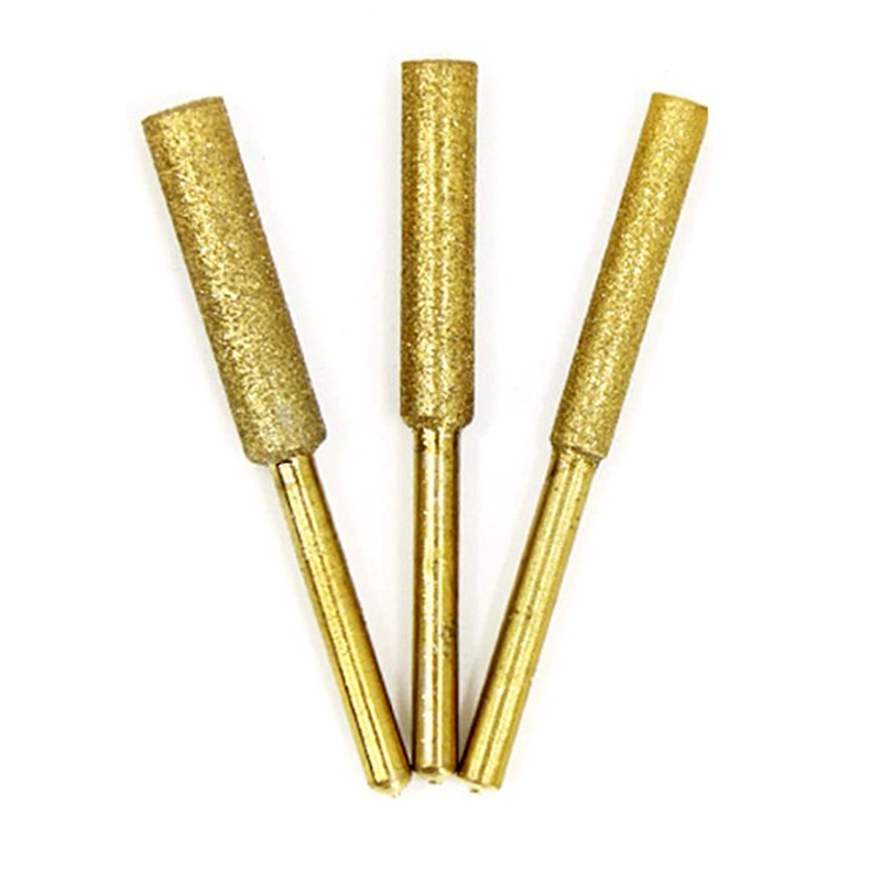 Affûteuse de scie à chaîne, 3 pièces, fraise cylindrique revêtue de diamant 4-5.5mm, affûtage de sculpture, outils de meulage: 3x4-5.5mm / Gold