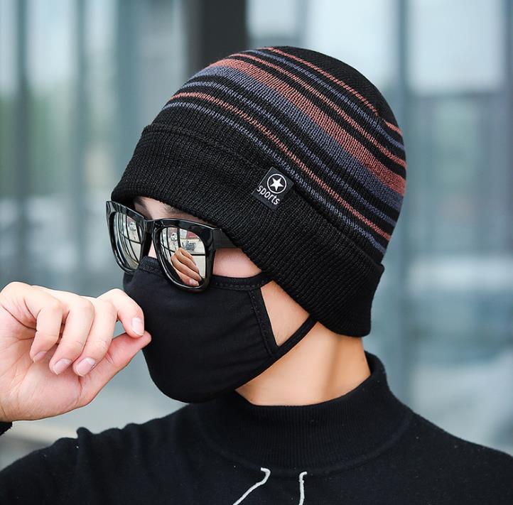 Homens Skullies Gorros Chapéu Do Inverno Das Mulheres de Malha Chapéus Para Os Homens Cap Inverno Beanie Chapéu Desabado Gorro Quente Grossa dos homens Gorro De Pele Cap