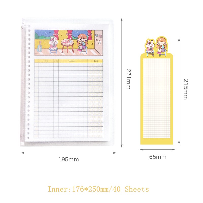 Yisuremia Kawaii B5 Losbladige Hervulbare Woordenschat Woord Boek Engels Geheugen Studie Notebook School Briefpapier: Yellow
