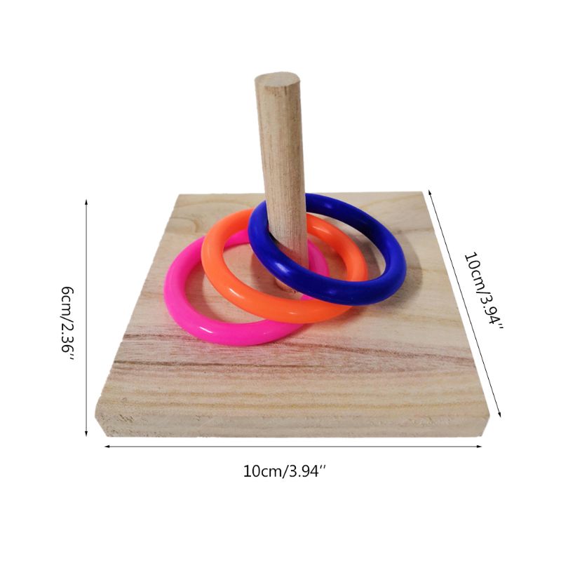 Bird Parrot Wooden Platform Plastic Ring Intelligence Training Chew Puzzle Toy