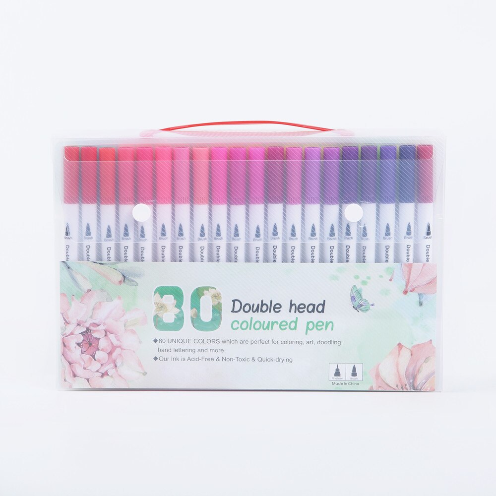 Rotuladores de doble punta para niños y adultos, juego de 12/24/36/48/60/80/100, rotuladores de arte para pintar y dibujar, material escolar: 80colors