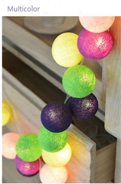 Cotton Ball led Light string 10/20/40led lights battery Pink Girl Fairy Garland and Christmas Wedding Decoration DIY: multicolor / 6M 40LED