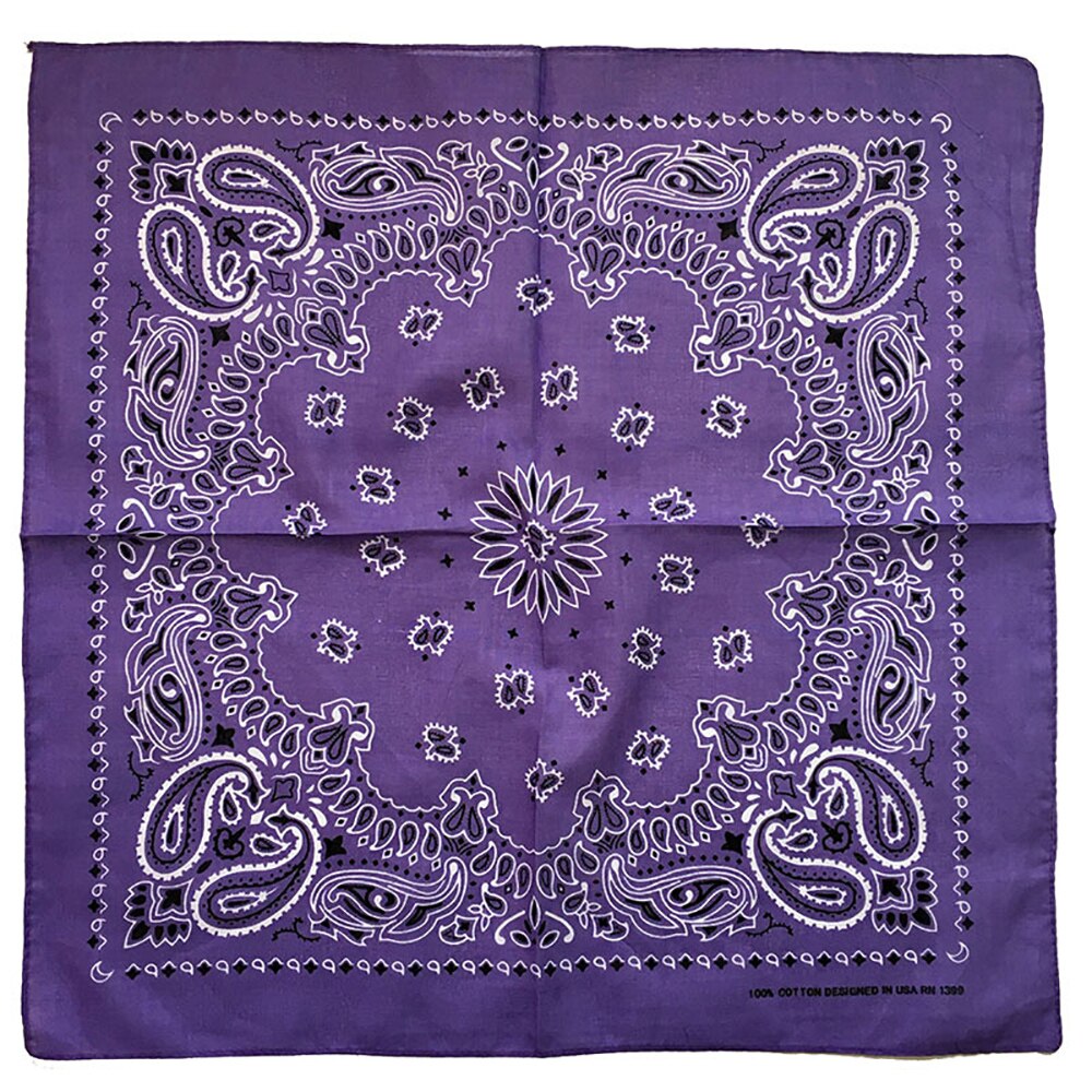 Bandana negra Unisex de mezcla de algodón estilo Hip Hop, cinta de pelo adorno de cabeza, pañuelo para cuello y muñeca, pañuelo cuadrado mágico para la cabeza: Purple