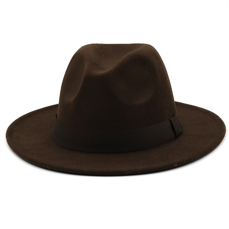 7CM Wide Brim Women Felt Fedora Hats With Bee Ribbon Autumn Winter Wedding Party Trilby Hat Men Gentleman Jazz Hats 54-58CM
