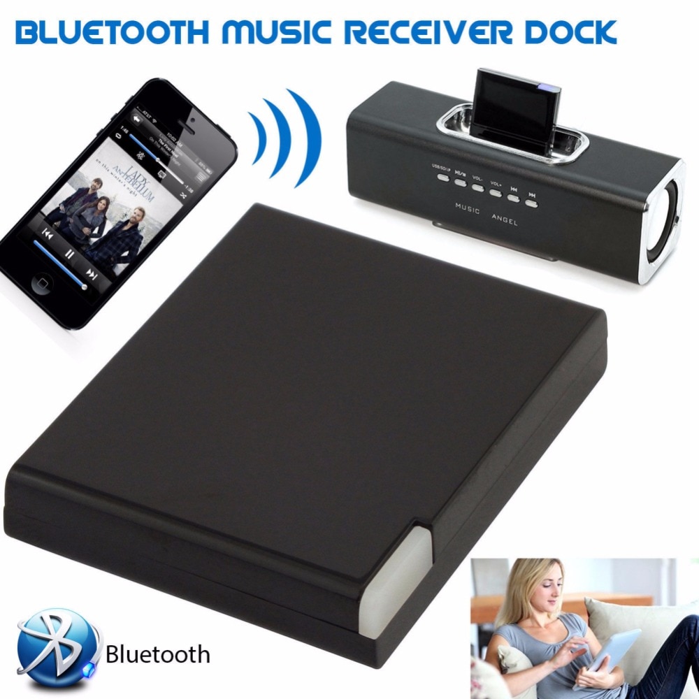 Stereo Smartphone Adapter Bluetooth V2.0 A2DP Music Receiver Adapter For iPhone For iPod 30 Pin Dock Docking Station Speaker