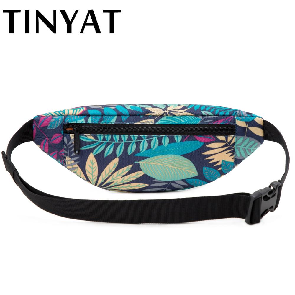 Tinyat Unisex Print Blad Taille Pack Tas Vrouwen Canvas Tas Riem Mode Ongedwongen Riem Pouch Vrouwelijke Reizen Banaan Tassen Mannen fanny