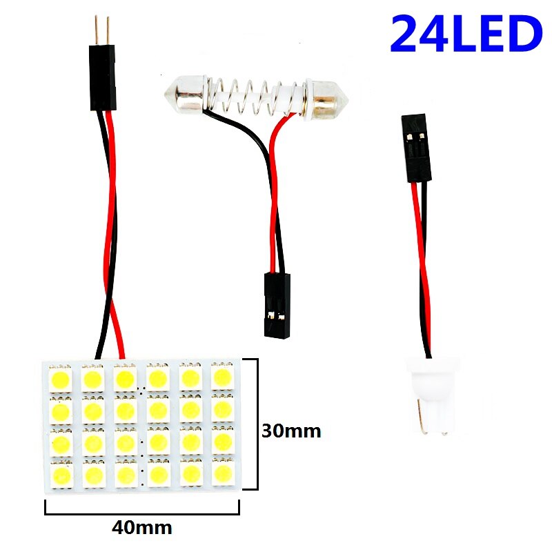 12 15 24 smd 5050 led auto panel lys læse kuppel pære bil interiør tag kortlampe med  t10 w5w c5w c10w festoon 2 adapter base