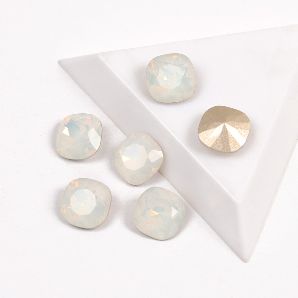 Top Stenen Wit Opaal Kleur Kussen Cut Shape Rhinestone Populaire Glas Strass Voor Nail Art Decoraties