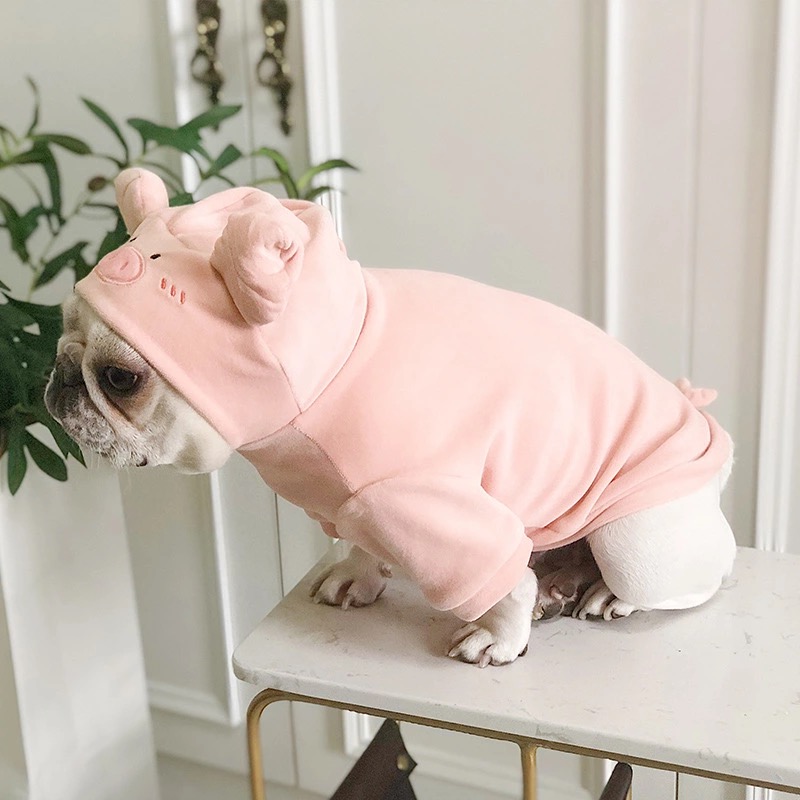 Grappige Franse Bulldog Leuk Varken Vorm Fluwelen Hoodies Hond Kleding Voor Kleine Honden Huisdieren Kleding Yorkie Pug Corgi Kostuum ZZC03