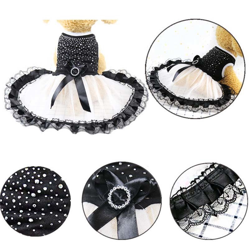 KIMHOME Hund Kleider Für Kleine Hunde Baumwolle Spitze Stoff schwarz Niedliche Prinzessin Hund Kleid Hund Halloween-kostüm Haustier Kleidung XS-XL