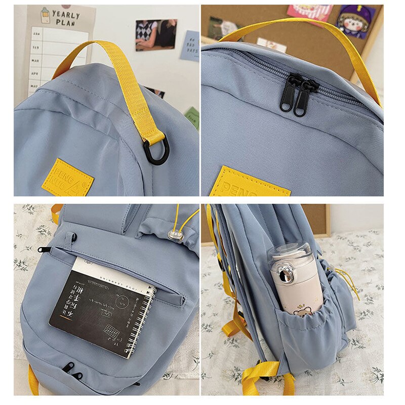 Mochila negra para mujeres y niñas, mochilas escolares para estudiantes adolescentes, mochila trasera de nailon