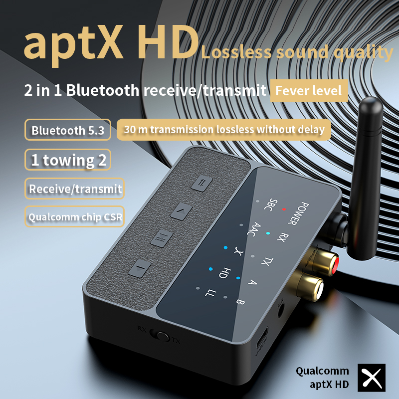 Qualcomm Bluetooth 5.3 aptX/HD/LL Audio--Adapter 3,5 mm Aux R/L kabellos Stereo Empfänger Absender Verbinden Sie zwei Bluetooth-Geräte