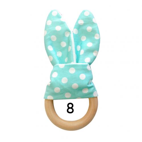 1Pcs Baby Bijtring Houten Ring Baby Bunny Oor Bijtring Kinderziektes Speelgoed Veilig Rustgevende Chew Douche Dental Oefening Speelgoed: 8