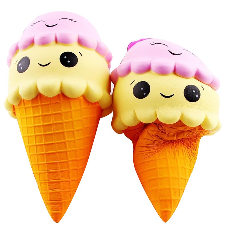 Dubbele Smiley Ijs Kawaii Squishies Langzaam Stijgende Zachte Squeeze Verlichten Druk Squishy Brood Speelgoed Telefoon Decor