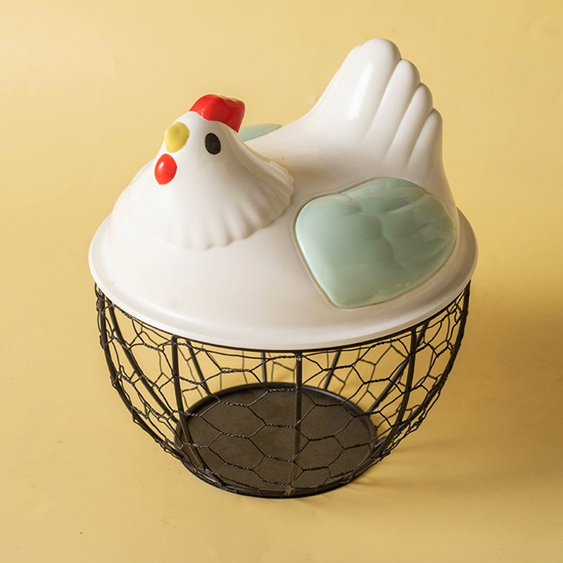 Chicken Egg Basket Metal Wire Chicken Egg Storage Basket Cute Portable Chicken Egg Holder Fresh Egg Holder for Pantry: Red