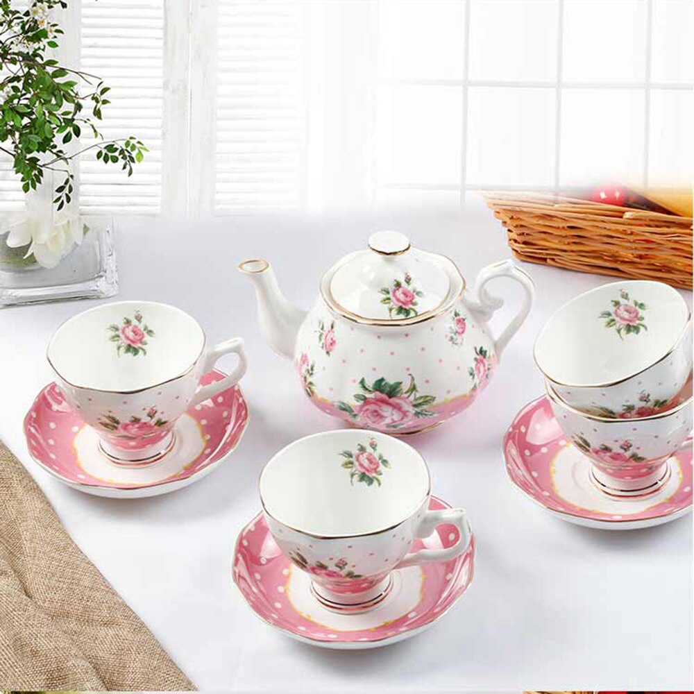 tBone China Coffee Cup Sets Colorful Flower Ceramic Tea Cups And Saucers British Office Teacup Porcelain Nice Gif