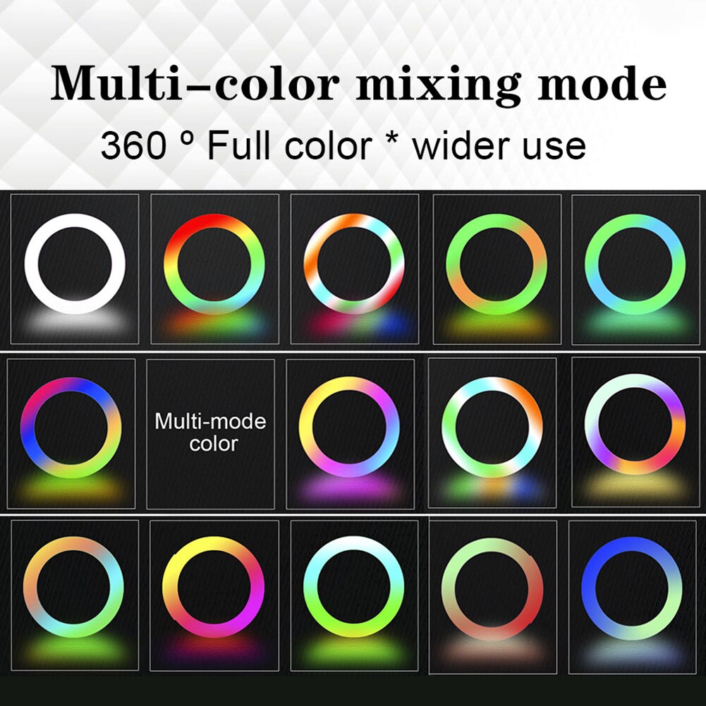 10 inch LED RGB Ring Light USB Selfie Video Lamp Kit with Tripod Remote Control for Photography Makeup Studio Live