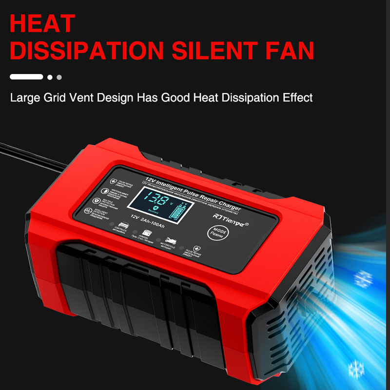 12V 6A Intelligentes Impuls-Reparatur-Batterieladegerät mit LCD-Display für Auto, Motorrad, SUV