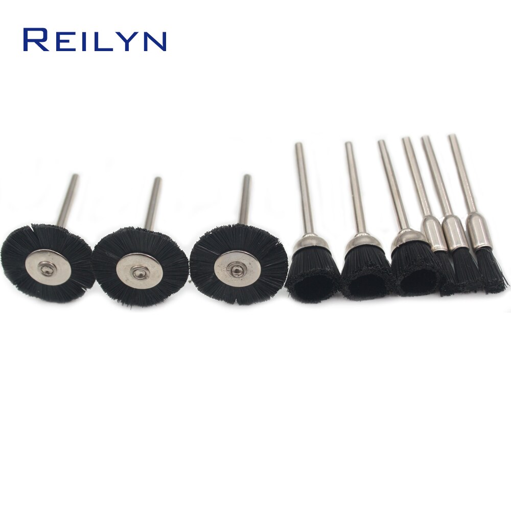 Nylon polijsten borstel polijsten hoofd polijstschijf schacht 3mm plastic fiber borstel roller voor elektrische grinder of rotary tool