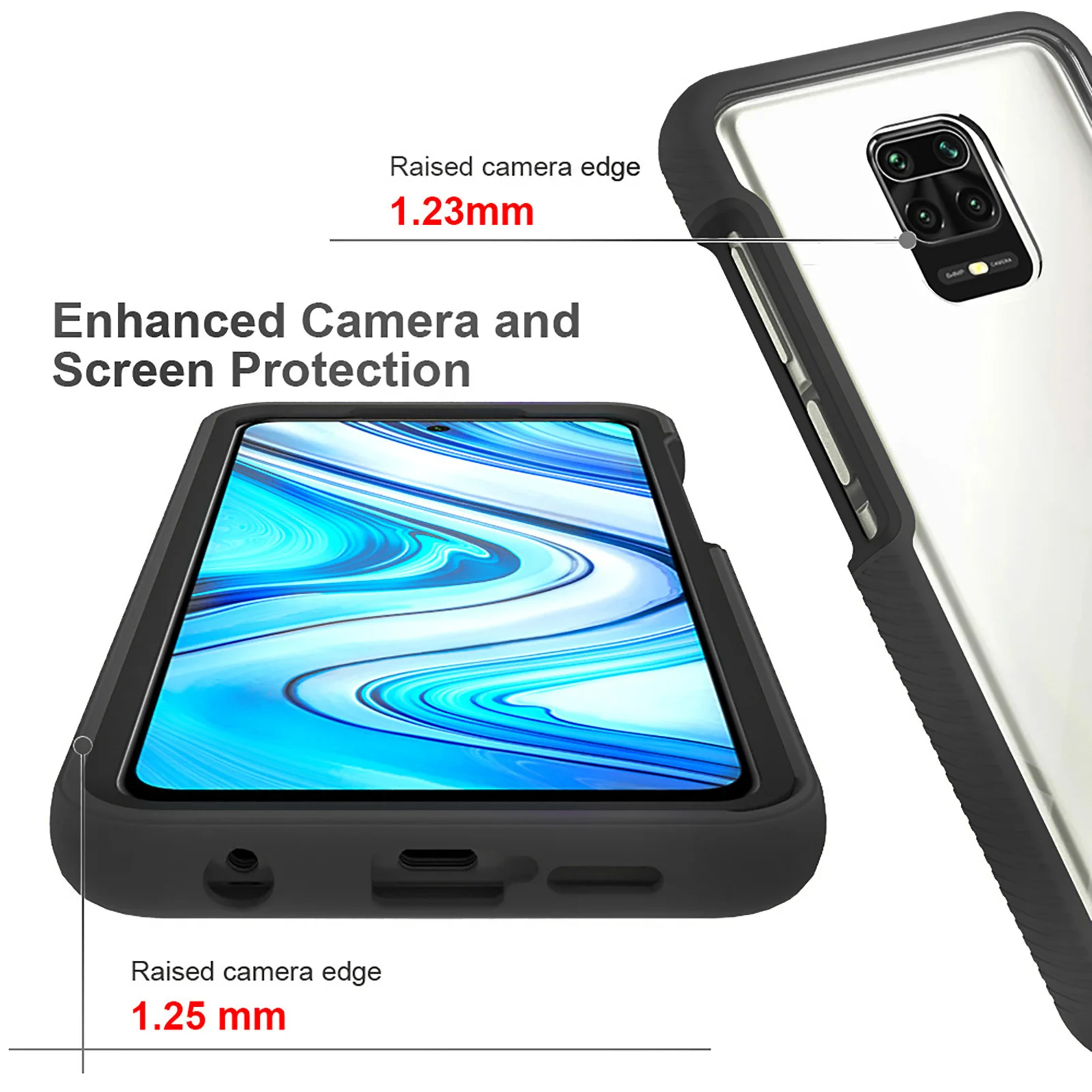 Funda híbrida resistente a prueba de golpes para Xiaomi Redmi Note 9S 9 Pro 10 Global 9C 10A 10C 12C TPU marco cubierta trasera de plástico duro